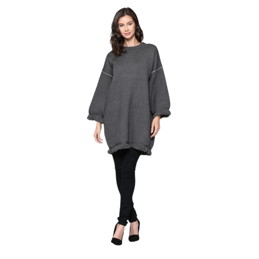 Joh Susie Gray Oversized Tunic Sweater/ Dress Size S - Picture 2 of 12